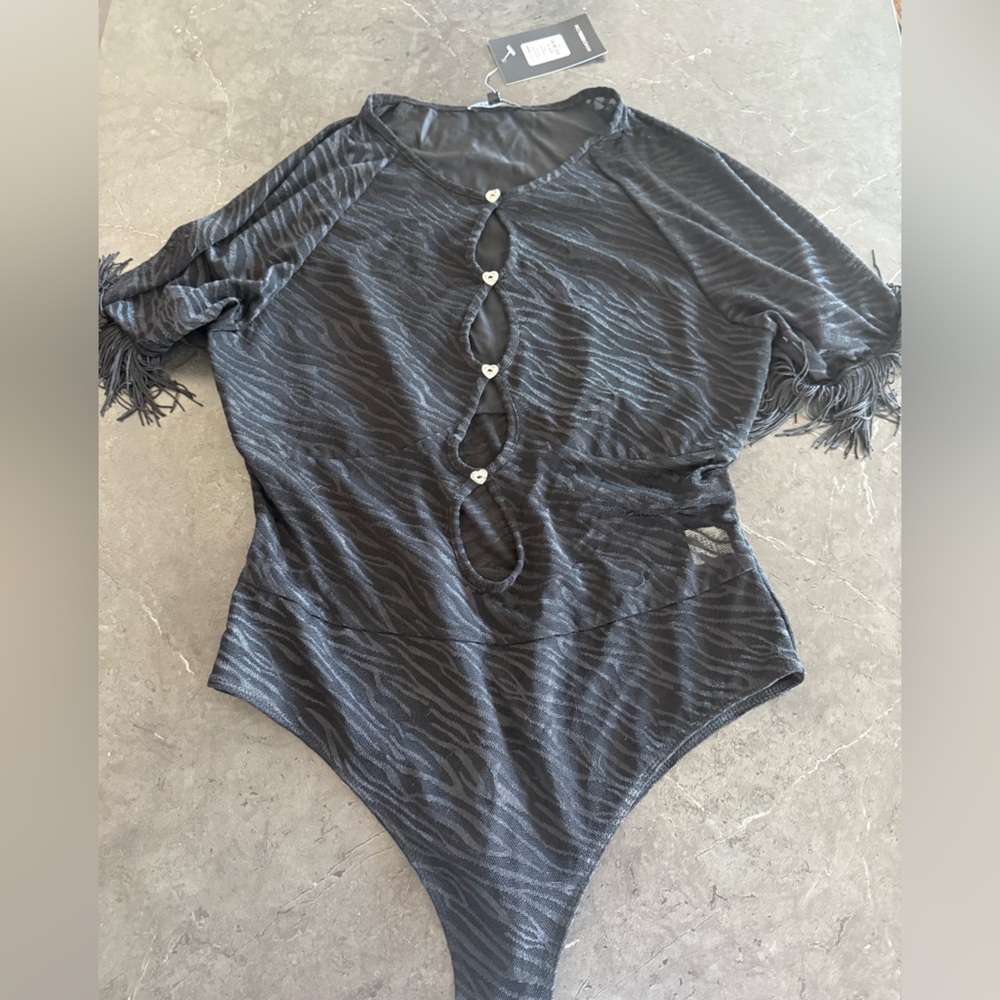 Fashion Nova Black Fringe Blouse